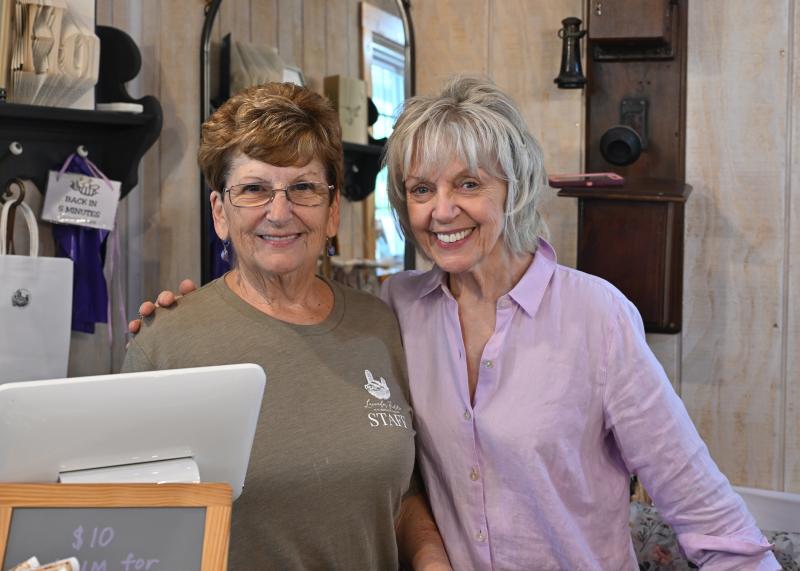 Janice Swain, left, and Cheryl Sentiban will gladly help visitors find what they need at the Lavender Fields cottage.