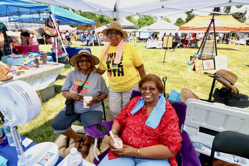 Italian ice is a popular way for folks to try and stay cool during the event. Shown are (l-r) Kathie Cherry, Helen McCarell and Theresa Burton at the Governor’s Advisory Council for Exceptional Citizens booth.