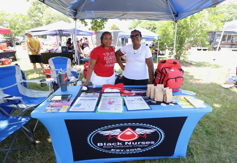 Sylvia Johnson, left, and Jean Duffy from the Black Nurses Rock Delaware Chapter are on hand in case anyone needs help in the heat and to provide healthcare education.