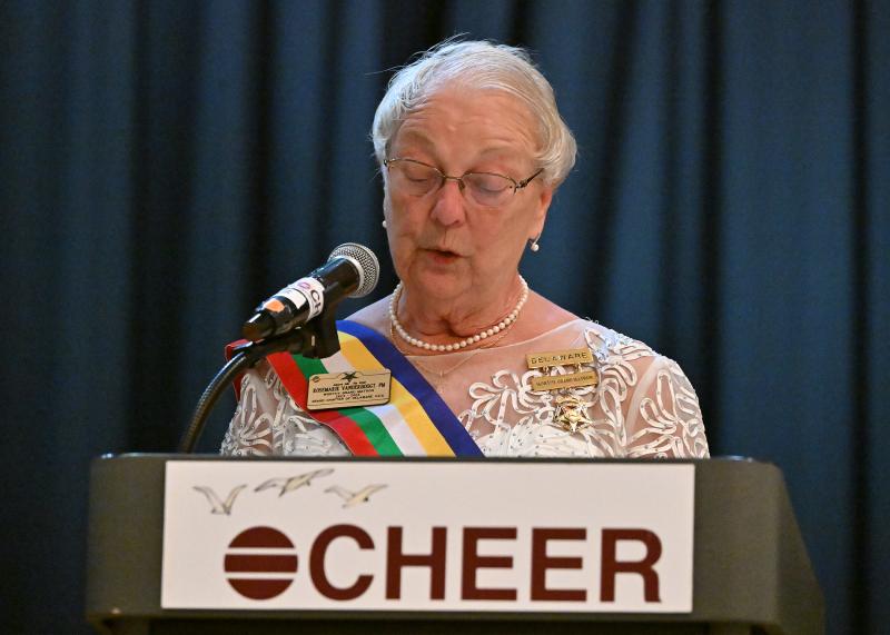 Rosemarie Vanderhoogt, worthy grand matron of the Grand Chapter of Delaware, Order of the Eastern Star says a few words.